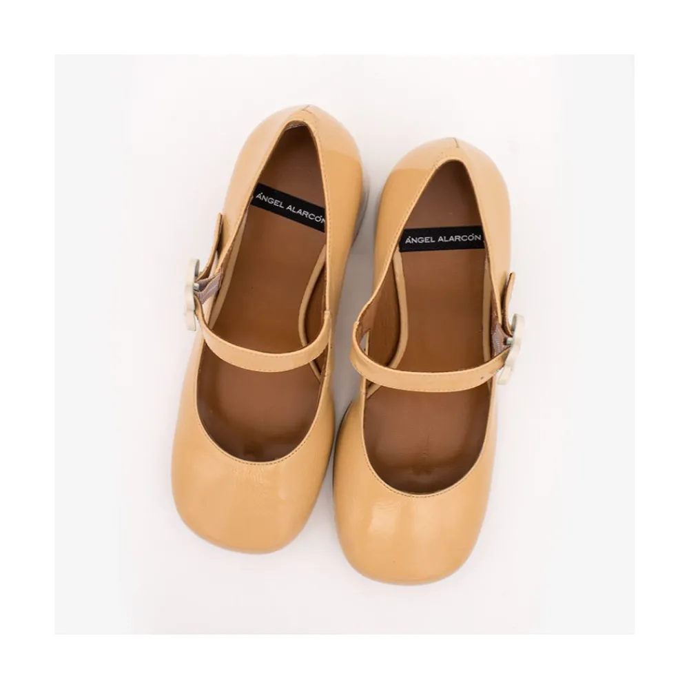 ANGEL ALARCON Jett Flower - Shiny Leather Mary Jane Shoes With Flower Buckle<Vrouwen Mary Jane