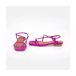 ANGEL ALARCON Julie - Metallized Leather Minimalist Strappy Flat Sandals<Vrouwen Last Units