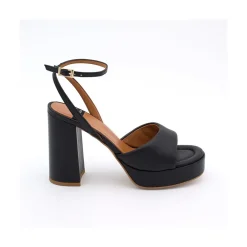 ANGEL ALARCON Kelis - Leather Padded Ankle Strap Sandals With Block Heel & Platform<Vrouwen Sandals
