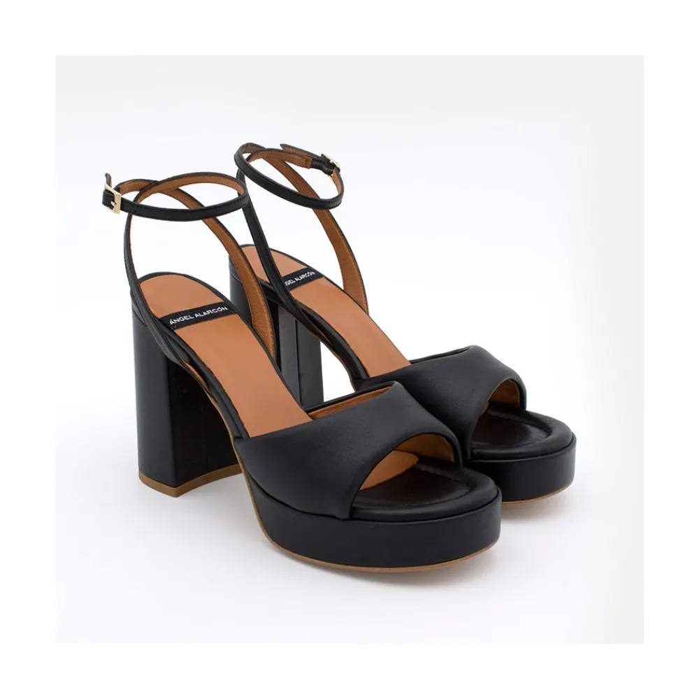 ANGEL ALARCON Kelis - Leather Padded Ankle Strap Sandals With Block Heel & Platform<Vrouwen Sandals
