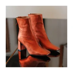 ANGEL ALARCON Lauryn - Leather Ankle Boots With A Metallic Ornament<Vrouwen Metallized Shoes