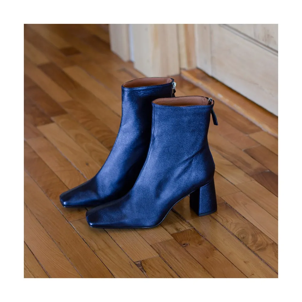 ANGEL ALARCON Lauryn - Leather Ankle Boots With A Metallic Ornament<Vrouwen Metallized Shoes