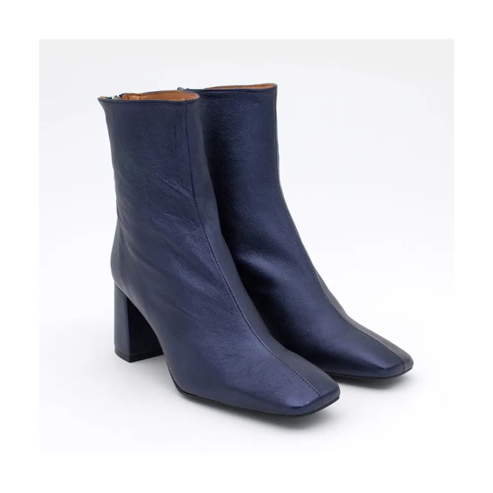 ANGEL ALARCON Lauryn - Leather Ankle Boots With A Metallic Ornament<Vrouwen Metallized Shoes