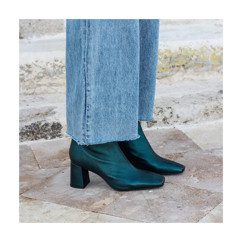 ANGEL ALARCON Lauryn - Leather Ankle Boots With A Metallic Ornament<Vrouwen Metallized Shoes