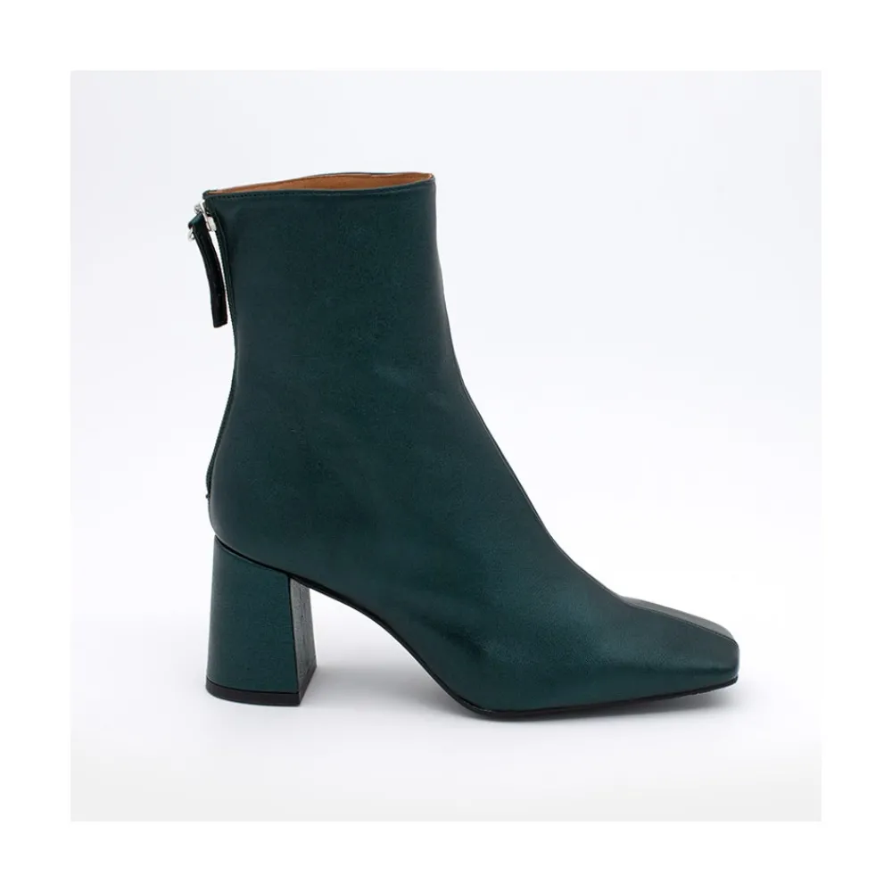 ANGEL ALARCON Lauryn - Leather Ankle Boots With A Metallic Ornament<Vrouwen Metallized Shoes