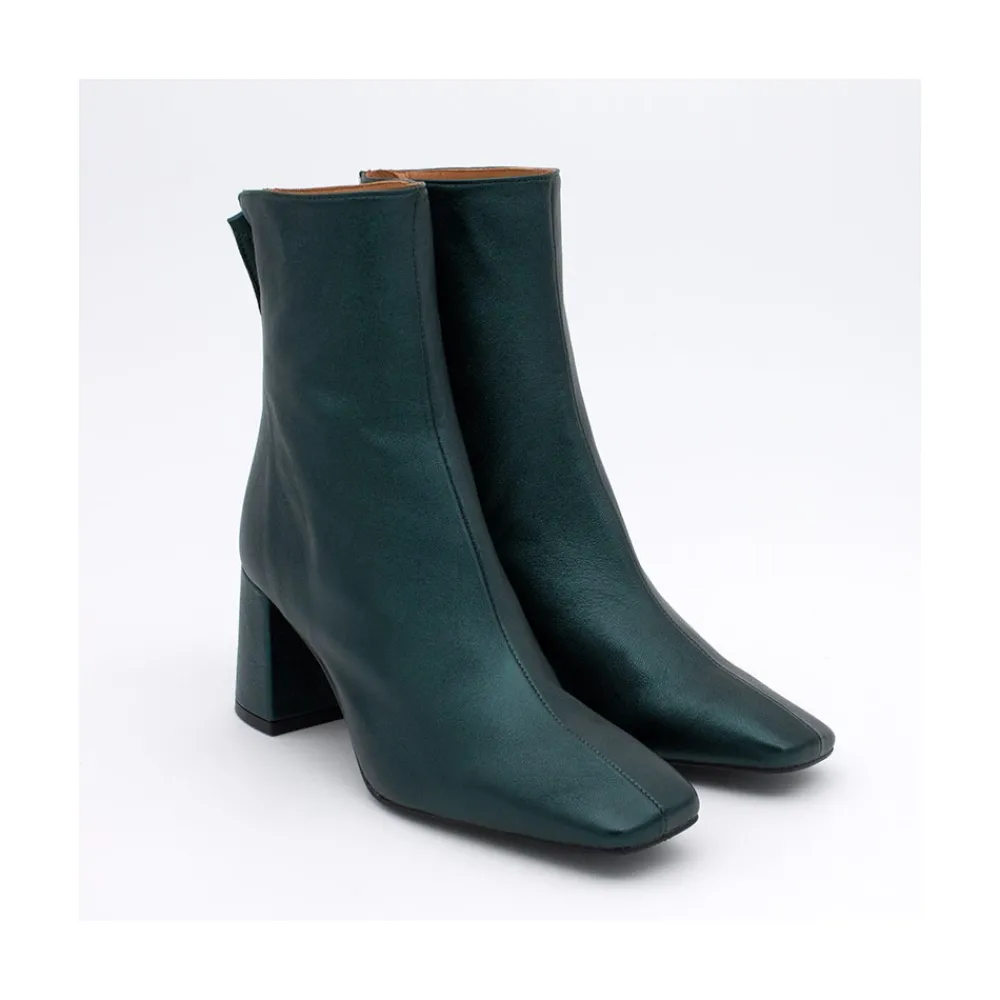 ANGEL ALARCON Lauryn - Leather Ankle Boots With A Metallic Ornament<Vrouwen Metallized Shoes
