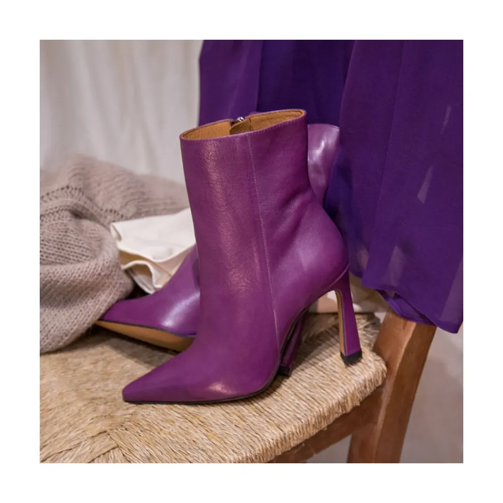 ANGEL ALARCON Leire - Leather Pointed Toe High Heel Booties<Vrouwen Last Units