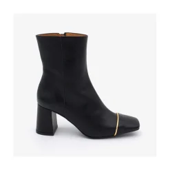 ANGEL ALARCON Lesley - Heeled Leather Booties With Square Toe & Zipper<Vrouwen Heeled Shoes