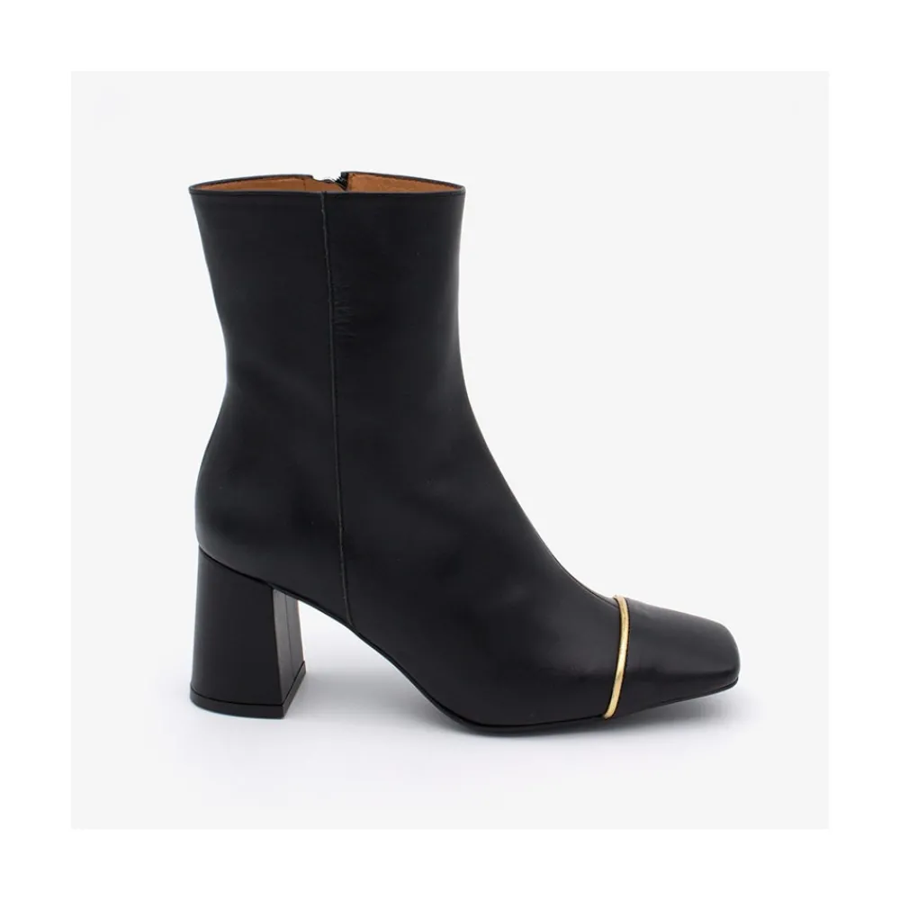 ANGEL ALARCON Lesley - Heeled Leather Booties With Square Toe & Zipper<Vrouwen Heeled Shoes