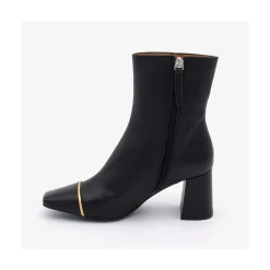 ANGEL ALARCON Lesley - Heeled Leather Booties With Square Toe & Zipper<Vrouwen Heeled Shoes