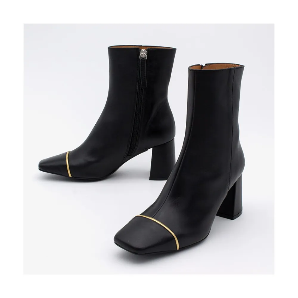 ANGEL ALARCON Lesley - Heeled Leather Booties With Square Toe & Zipper<Vrouwen Heeled Shoes