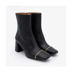ANGEL ALARCON Lesley - Heeled Leather Booties With Square Toe & Zipper<Vrouwen Heeled Shoes