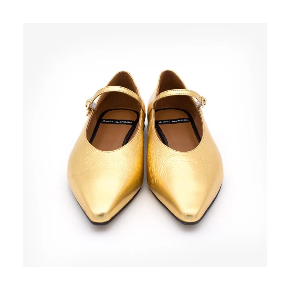 ANGEL ALARCON Mab - Women S Mary Jane Metallized Leather Flat<Vrouwen Last Units