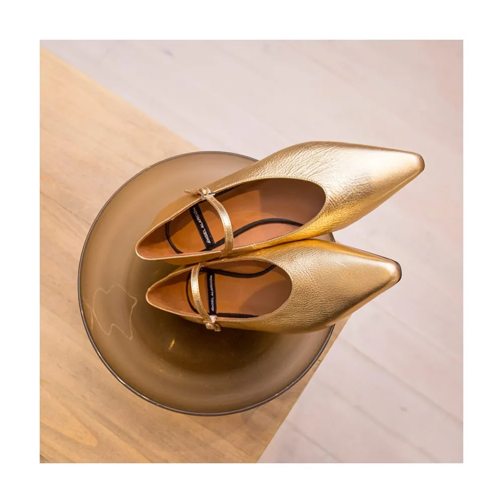 ANGEL ALARCON Mab - Women S Mary Jane Metallized Leather Flat<Vrouwen Last Units