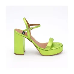 ANGEL ALARCON Mandy - Leather Sandals With Platform & High Heels<Vrouwen Metallized Shoes