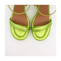 ANGEL ALARCON Mandy - Leather Sandals With Platform & High Heels<Vrouwen Metallized Shoes