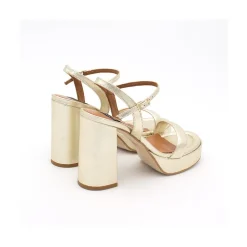 ANGEL ALARCON Mandy - Leather Sandals With Platform & High Heels<Vrouwen Metallized Shoes