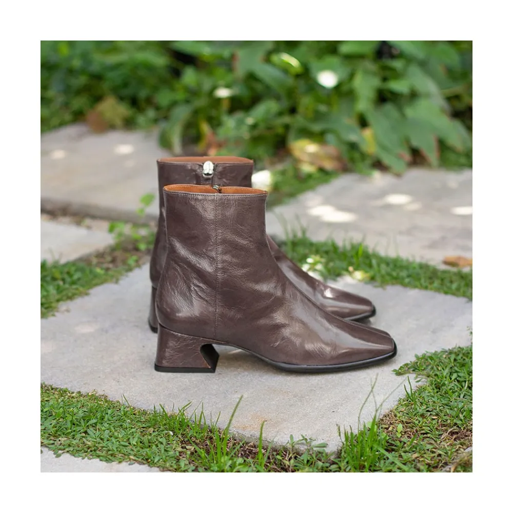 ANGEL ALARCON Masha - Comfortable Shiny Leather Woman Booties With Low Heel<Vrouwen Boots And Booties