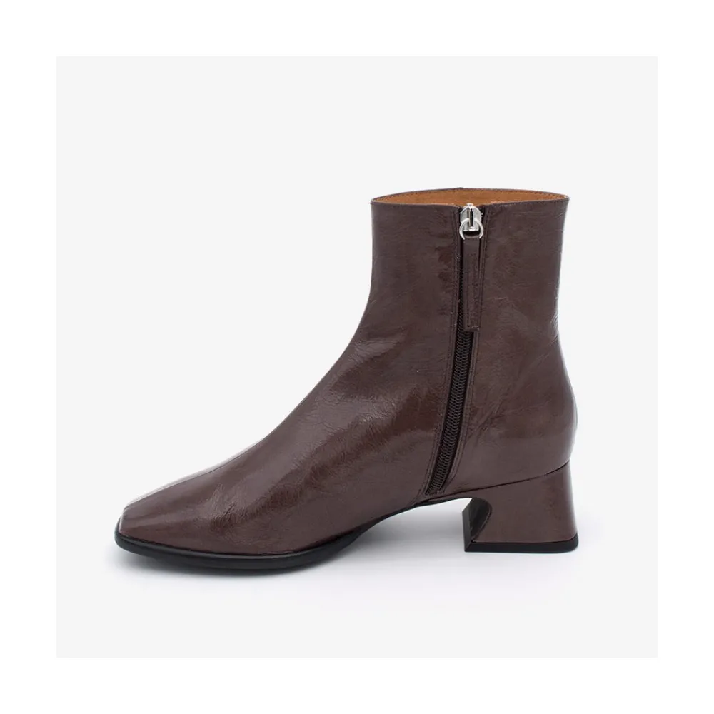 ANGEL ALARCON Masha - Comfortable Shiny Leather Woman Booties With Low Heel<Vrouwen Boots And Booties