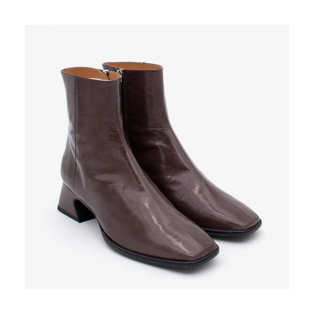 ANGEL ALARCON Masha - Comfortable Shiny Leather Woman Booties With Low Heel<Vrouwen Boots And Booties