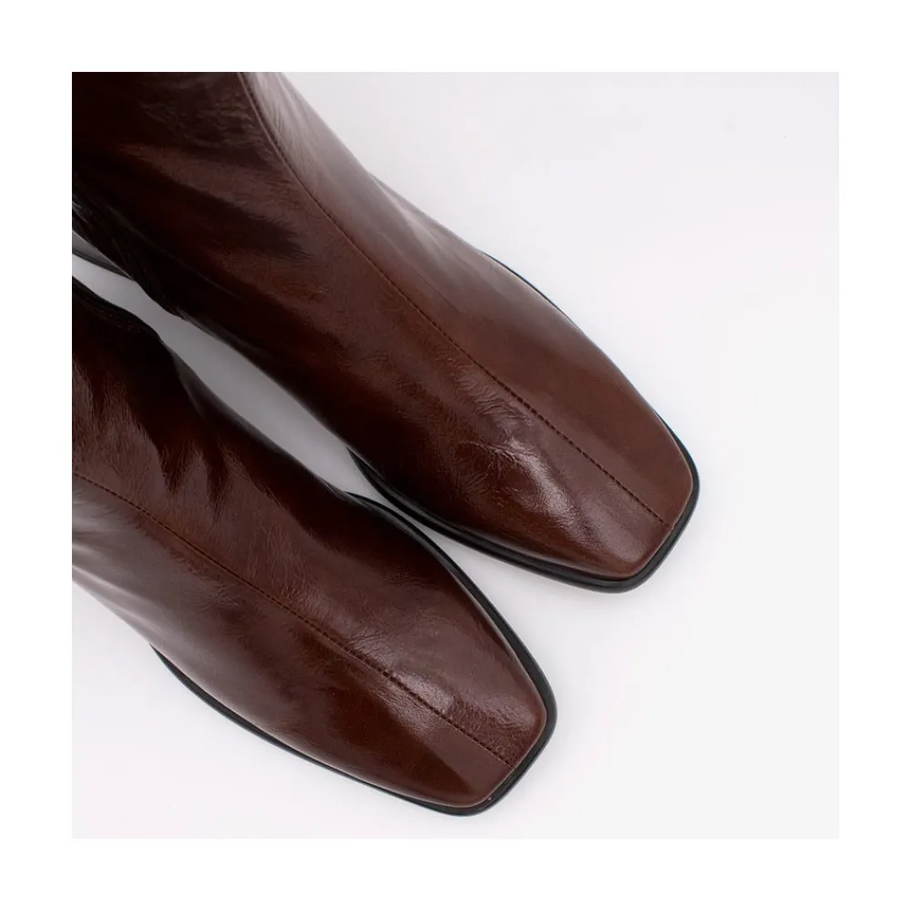 ANGEL ALARCON Masha - Comfortable Shiny Leather Woman Booties With Low Heel<Vrouwen Boots And Booties