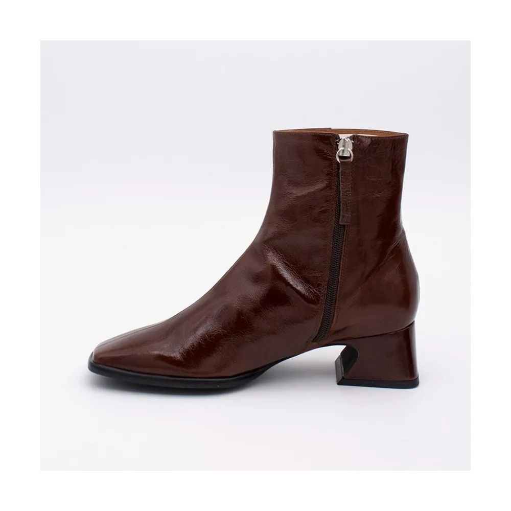 ANGEL ALARCON Masha - Comfortable Shiny Leather Woman Booties With Low Heel<Vrouwen Boots And Booties