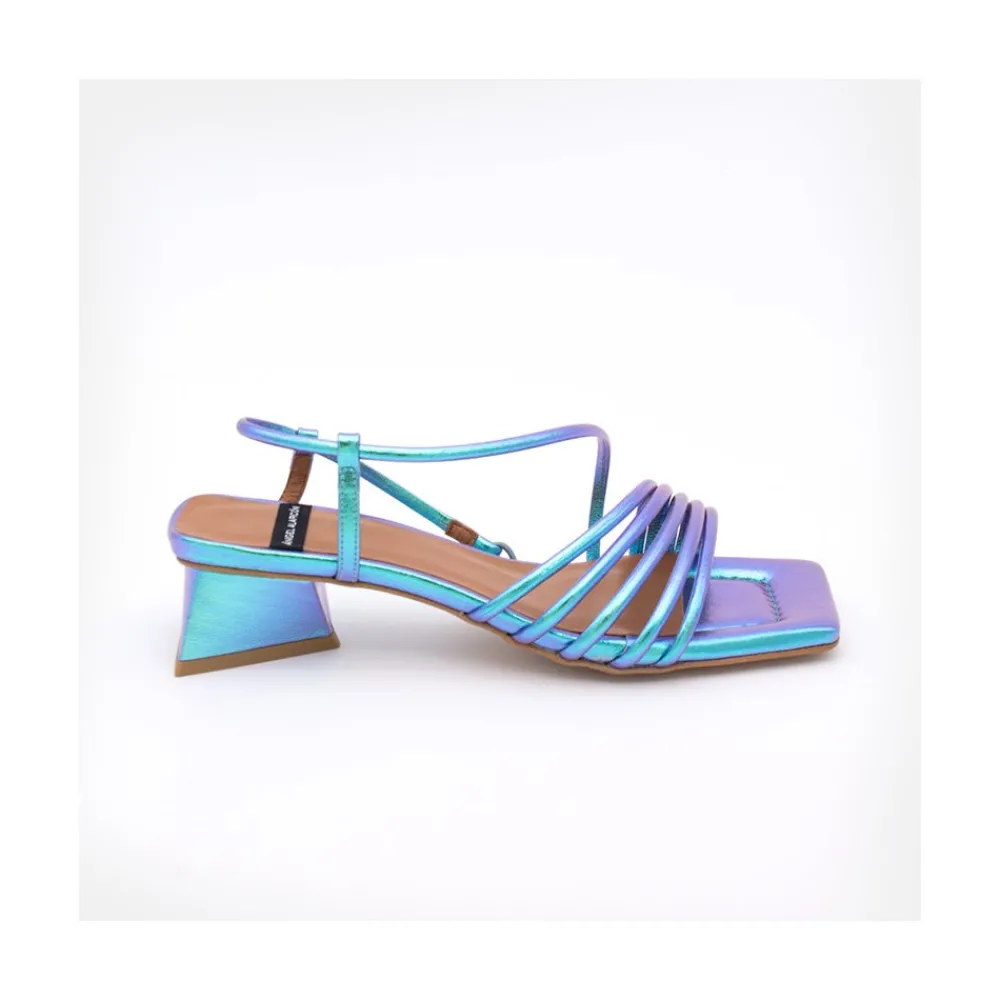 ANGEL ALARCON Mazzy - Iridescence Strappy Sandal With Triangular Heel Design.<Vrouwen Sandals