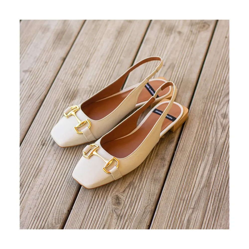 ANGEL ALARCON Michelle - Slingback Flat Shoe With Metallic Ornament<Vrouwen Ballerinas