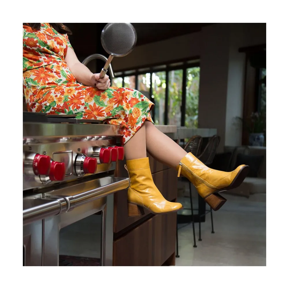ANGEL ALARCON Nathalia - Shiny Leather Ankle Boots With Duotone Ornament<Vrouwen Last Units