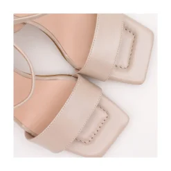 ANGEL ALARCON New Megan - Pearl Leather Sandals With Wide High Heel<Vrouwen Last Units
