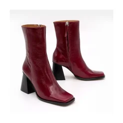 ANGEL ALARCON Oconnor - Shiny Leather Ankle Boots With Zipper & Block Heel<Vrouwen Boots And Booties