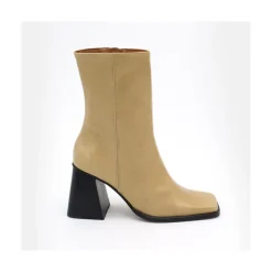 ANGEL ALARCON Oconnor - Shiny Leather Ankle Boots With Zipper & Block Heel<Vrouwen Boots And Booties