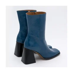ANGEL ALARCON Oconnor - Shiny Leather Ankle Boots With Zipper & Block Heel<Vrouwen Boots And Booties