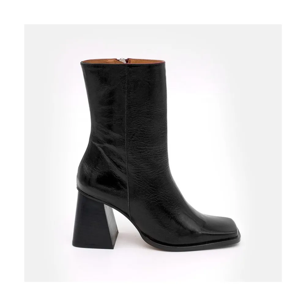 ANGEL ALARCON Oconnor - Shiny Leather Ankle Boots With Zipper & Block Heel<Vrouwen Boots And Booties