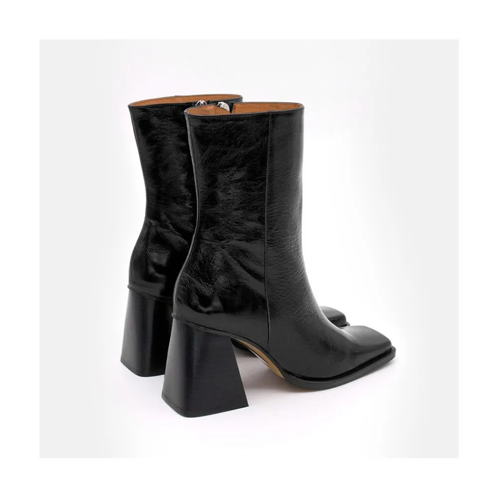 ANGEL ALARCON Oconnor - Shiny Leather Ankle Boots With Zipper & Block Heel<Vrouwen Boots And Booties