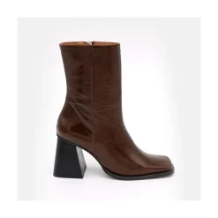 ANGEL ALARCON Oconnor - Shiny Leather Ankle Boots With Zipper & Block Heel<Vrouwen Boots And Booties