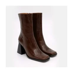 ANGEL ALARCON Oconnor - Shiny Leather Ankle Boots With Zipper & Block Heel<Vrouwen Boots And Booties