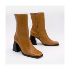 ANGEL ALARCON Oconnor - Shiny Leather Ankle Boots With Zipper & Block Heel<Vrouwen Boots And Booties
