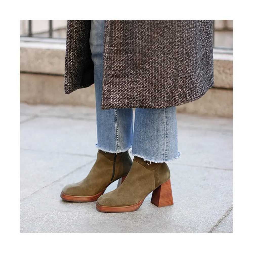 ANGEL ALARCON Olama - Comfortable Women S Chunky Heels And Platform Suede Boots<Vrouwen Last Units
