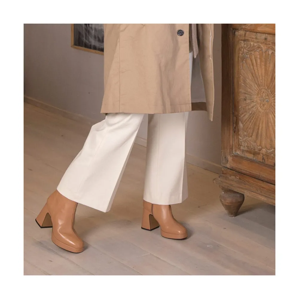 ANGEL ALARCON Olwen - Leather Booties With Block Heel And Platform<Vrouwen Heeled Shoes