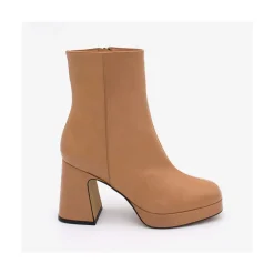 ANGEL ALARCON Olwen - Leather Booties With Block Heel And Platform<Vrouwen Heeled Shoes