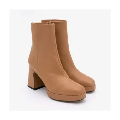 ANGEL ALARCON Olwen - Leather Booties With Block Heel And Platform<Vrouwen Heeled Shoes