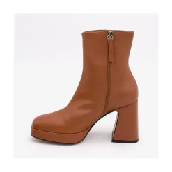 ANGEL ALARCON Olwen - Leather Booties With Block Heel And Platform<Vrouwen Heeled Shoes