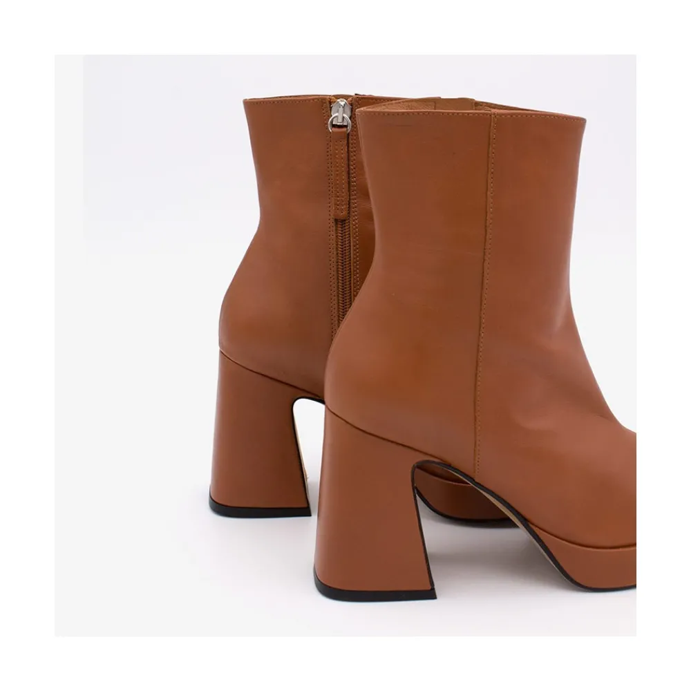 ANGEL ALARCON Olwen - Leather Booties With Block Heel And Platform<Vrouwen Heeled Shoes