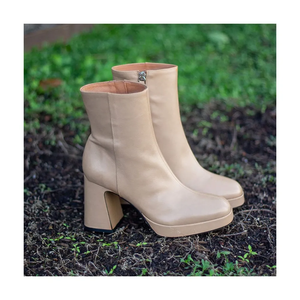ANGEL ALARCON Olwen - Leather Booties With Block Heel And Platform<Vrouwen Heeled Shoes