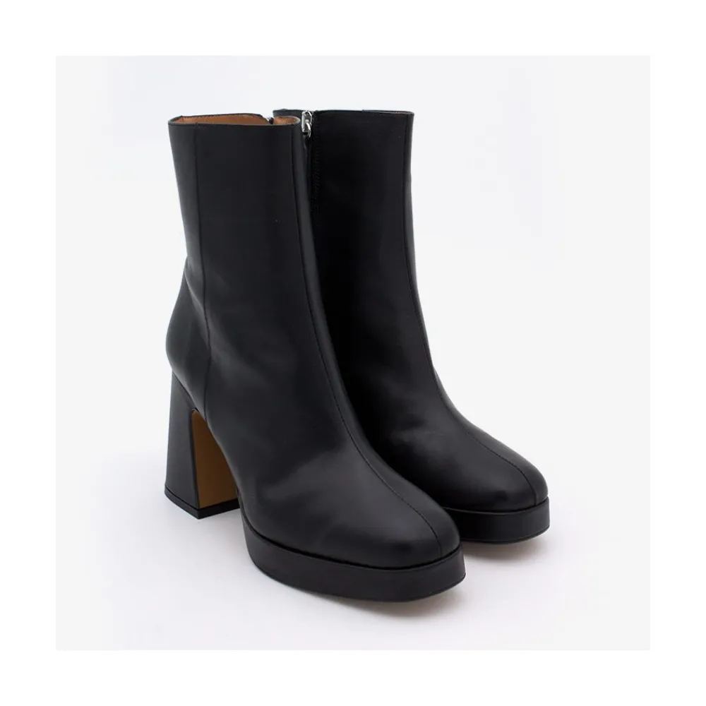 ANGEL ALARCON Olwen - Leather Booties With Block Heel And Platform<Vrouwen Heeled Shoes