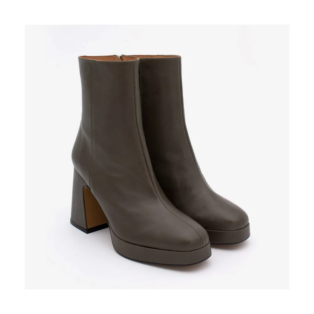 ANGEL ALARCON Olwen - Leather Booties With Block Heel And Platform<Vrouwen Heeled Shoes