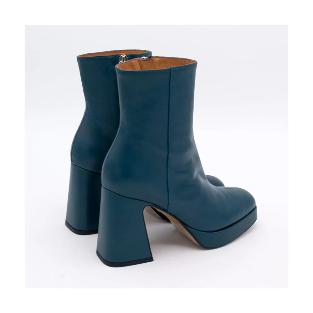 ANGEL ALARCON Olwen - Leather Booties With Block Heel And Platform<Vrouwen Heeled Shoes