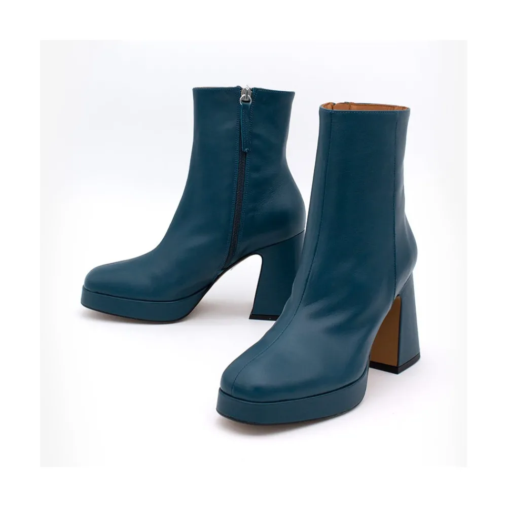 ANGEL ALARCON Olwen - Leather Booties With Block Heel And Platform<Vrouwen Heeled Shoes