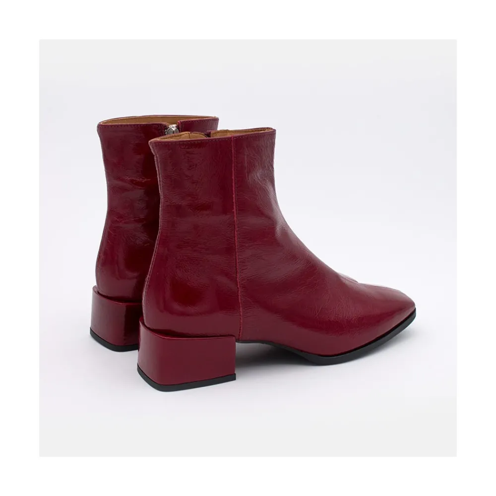 ANGEL ALARCON Oyate - Comfortable Shiny Leather Booties With Low Wide Heels<Vrouwen Last Units